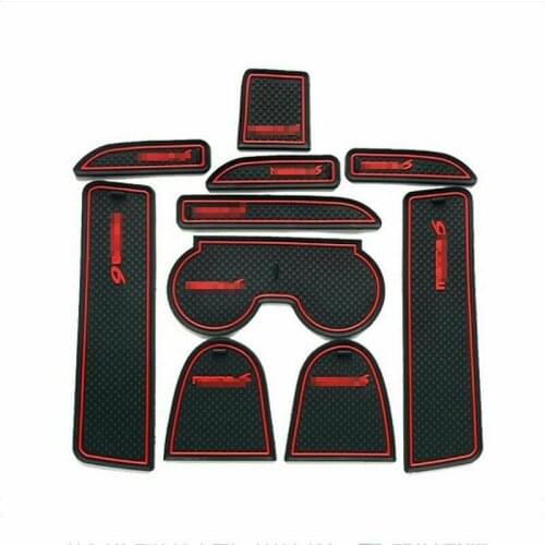 For MAZDA 6 03-2005 10pcs Non-slip Interior Door Cup Holder Rubber Mats Red Line