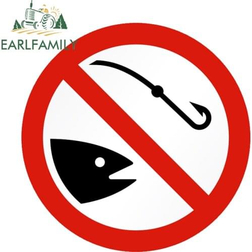 EARLFAMILY 13cm x 13cm for No Fishing Funny Car Stickers Vinyl Car Wrap Decal Scratch-Proof Creativite Graffiti VAN Decoration