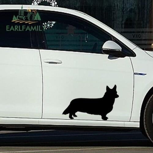 EARLFAMILY 2x Cute Animal Pet Mans Best Friend Welsh Corgi Dog Car Sticker for Wall Truck Canoe Home Decor Vinyl Decal 9 Colors