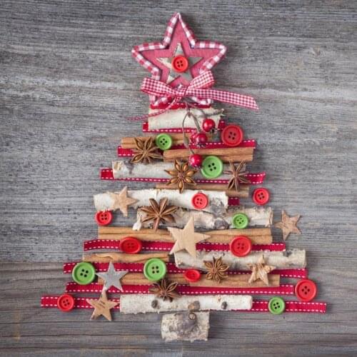 Handmade Merry Baby Christmas Festivals Tree Buttons Star Wood Child Portrait Photo Background Photography Backdrop