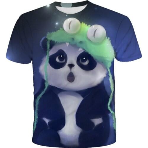New Cute Panda print 3D mens and womens full print T-shirt leisure beach Street hip hop T-shirt