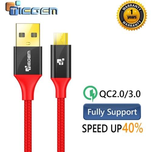 TIEGEM Micro USB Cable Nylon Braided Fast Charge USB Data Sync Cable For samsung xiaomi HTC Sony 1m 2m 3m Android charger cable