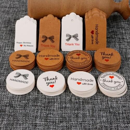 100pcs multi cute Round/Rectangle paper gift label tag handmade jewelry charms tag round wedding favors /cookies decorative tag