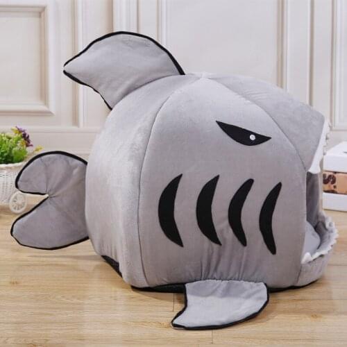 Cute Pet Products Sleeping Shark Cat House Bedding Basket Small Medium Puppy Litter Dog Bed Lounger for Animal Cama Home Kennel