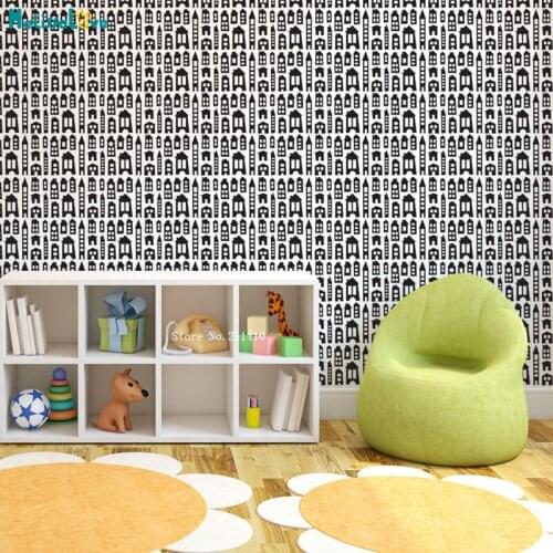Cute Mod City Buildings Stacked Pattern Wall Decals Lovely Home Decor Kids For Room Custom Color DIY Vinyl Art Stickers YT5126