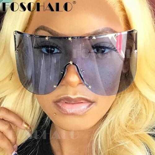 Oversized Sunglasses Women 2020 One Piece Goggle Sunglasses Men Luxury Brand Designer Gradient Mask Sunglasses Eyewear Fashion