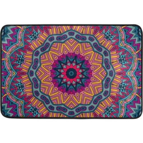 Non-slip Commercial Door Mats for Entrance Door Psychedelic Indian Mandala Floral Rugs Kitchen Living Room Bedroom Carpets