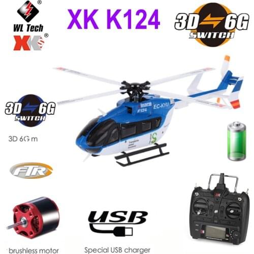Original XK EC145 K124 6CH 3D 6G System Brushless Motor RTF RC Helicopter