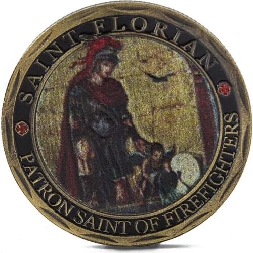 St. Florian Patron Saint Firefighters Fire Rescue Commemorative Challenge Coin European Collectible Coins Alloy Decoration 40mm