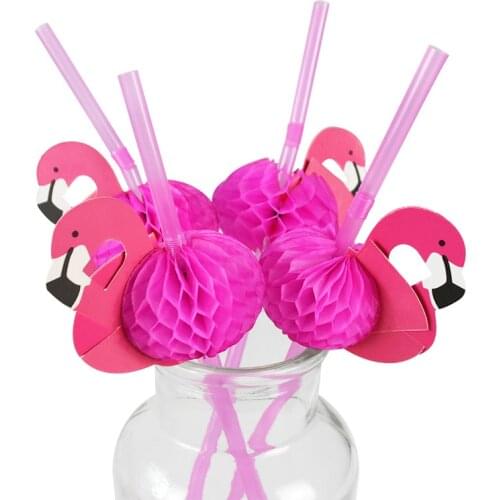 50pcs Disposable Flamingo Pineapple Plastic Straws Creative Birthday Drinking Straw Hawaii Summer Beach Luau Party Supplies