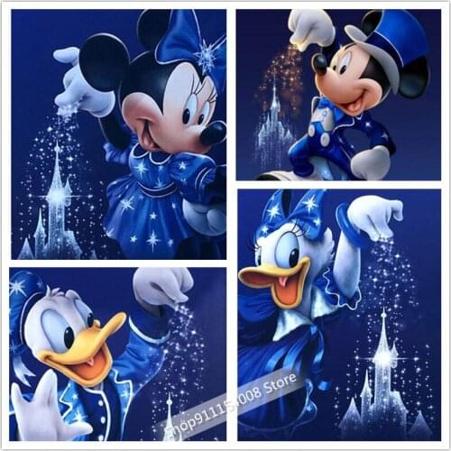 Full Drill Disney 5D DIY Diamond Painting Mickey Mouse Full Square Diamond Painting Rhinestone Crystal Diamond Home Decoration