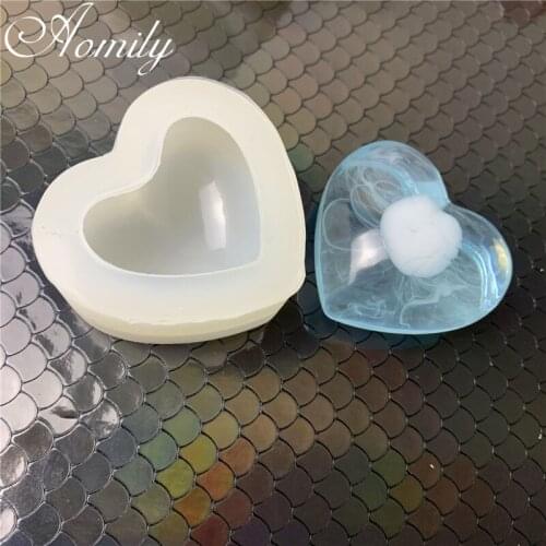 Aomily DIY Crystal Epoxy Mold Hearts Shape Molds Silicone Mold for Making Plaster Aromatherapy Clay Decoration Mould Bakery Tool
