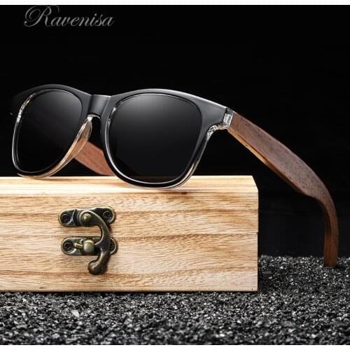 RAVENISA Retro Men Sunglases With Polarized Lenses Wooden Leg Sun Glasses 2020 Women Square Shades Gafas De Sol Del