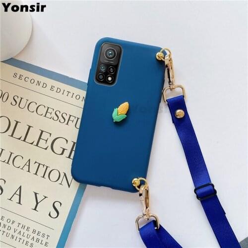 Lanyard Cute Fruit Case For Xiaomi Mi10T Lite CC9e 11 10 Pro Poco M3 C3 X3 NFC For Redmi note 9S K40 9A 9C TPU Neck Strap Cover