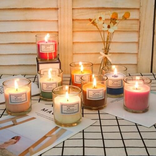Romantic Glass Candle Jars Smokeless With Lid Bedroom Tea Flower Candle Aromatherapy Gift Candele Profumate Home Decor DE50LZ