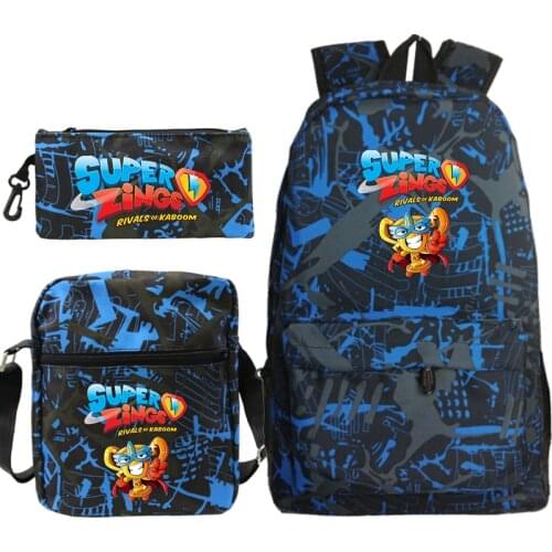 Super Zings 3pcs Set Backpack Mochila Cartoon Student Superzings School Bag Bookbag Travel Bag (rucksack shoulder Bag Pen Bag)