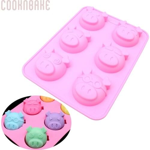 COOKNBAKE DIY Silicone cake Mold for Chocolate, Ice cube, Jelly , Pudding, Soap, Cake, With 6 Holes Piggy Face SSCM-001-11