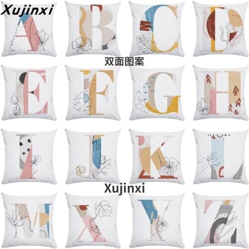 Nordic pillow ins light luxury style 26 English letters abstract flowers
