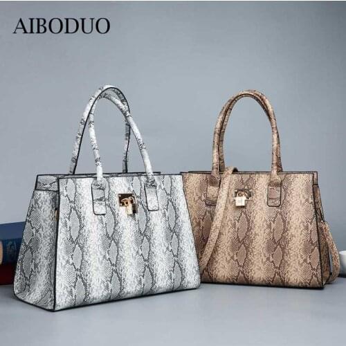 AIBODUO Tote Bag For Women New 2020 Fashionable And Simple Daily Leisure Shoulder Bag Snake Skin High Quality Handbag