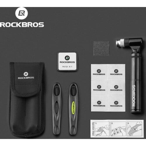 ROCKBROS 130PSI Bicycle Tools AV/FV Aluminum Alloy Pump Multi Tool Soft Rubber Tire Patch Tire Lever Multitool Bike Accessories