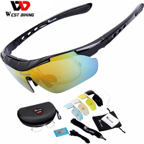 WEST BIKING Cycling 5 Lens Glasses Polarized Windproof UV400 Men Women Sunglasses Goggle Outdoor Sport Fishing For MTB Bicycle