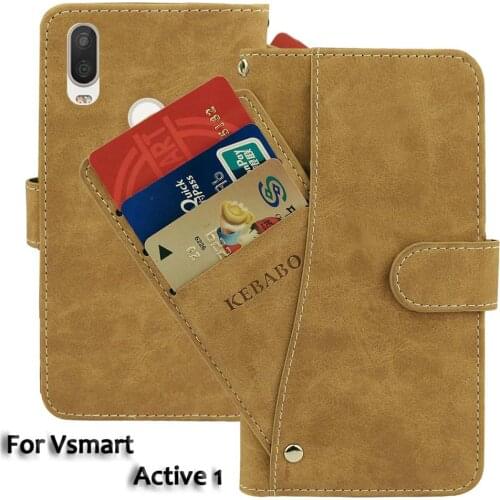 Vintage Leather Wallet Vsmart Active 1 Case 5.65" Flip Luxury Card Slots Cover Magnet Phone Protective Cases Bags