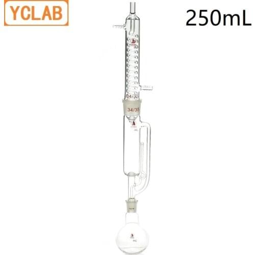 YCLAB 250mL Extraction Apparatus Soxhlet with Coiled Condenser and Ground Glass Joints Laboratory Chemistry Equipment