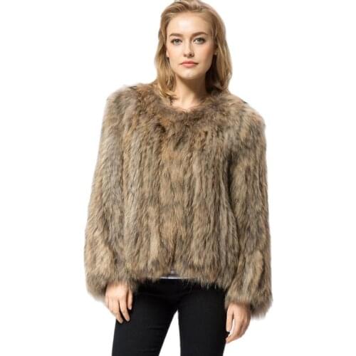S-6XL New Fashion Raccoon fur Jacket Coat Female Short slim Faux fox fur Coat Women Winter Clothes