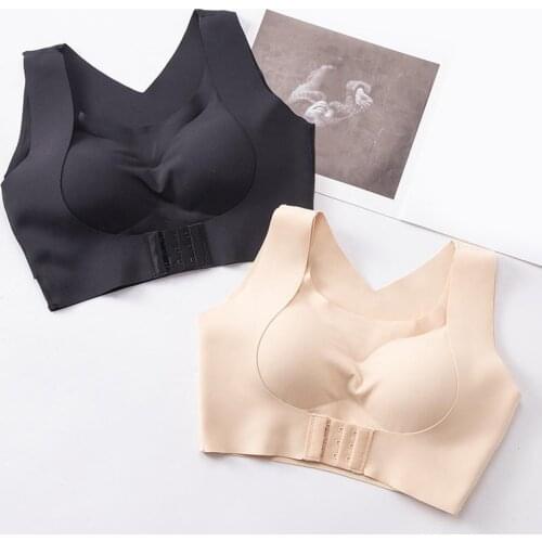 Women Seamless Front Buckle Collected Push Up Sleep Sports Bra