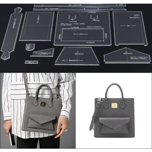 1 Set DIY Leather Womens Casual Shoulder Bag Template Leather Stencil Sewing Pattern 20*22*10cm