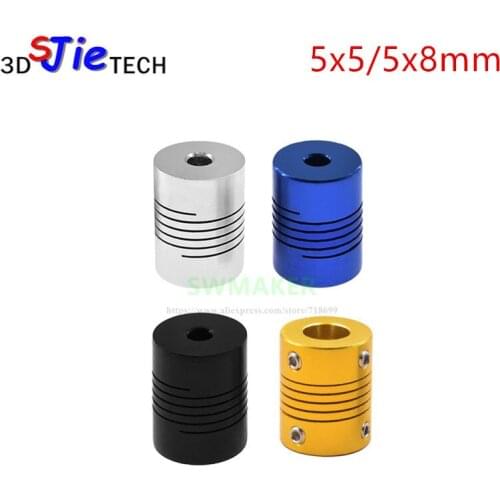 SWMAKER 1pcs black blue yellow 5x5mm 5x8mm Jaw Shaft Coupler for 3D printer Flexible Coupling Router Connector CNC Stepper Motor