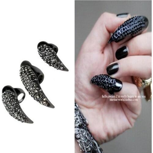 Retro Nails Eagle Claw Ring For Women Jewelry Luxury Zircon Enchantress Crystal Finger Accessories Personality Nail Rings 1 PCS