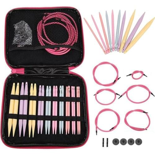 10 Pairs Plastic Change Head Circular Knitting Needle Set Crochet Hooks Set Scarfs Weaving Tools Sewing Accessories