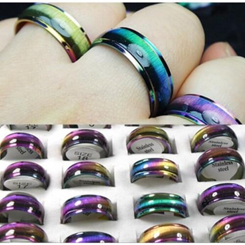 100pcs Men Women Purple Color Stainless Steel Rings Charm Bagues Acier Wholesale Fashion Jewerly