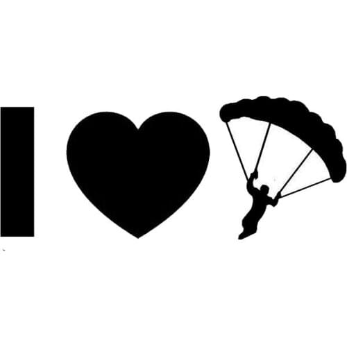 12.7cm*5.1cm Personality Heart Skydiving I Parachute Funny Car Window Vinyl Car Stickers Black Silver S2-0558