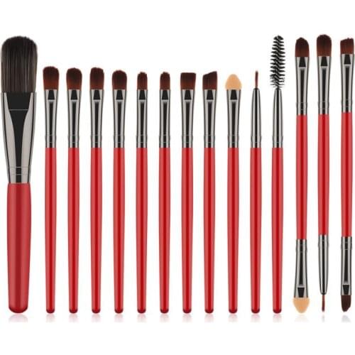 15pcs Bright Red Brown/ Gold Makeup Brush Makeup Tools Eyeshadow Brush Foundation Brush Blush & Makeup Brush Makeup Tools