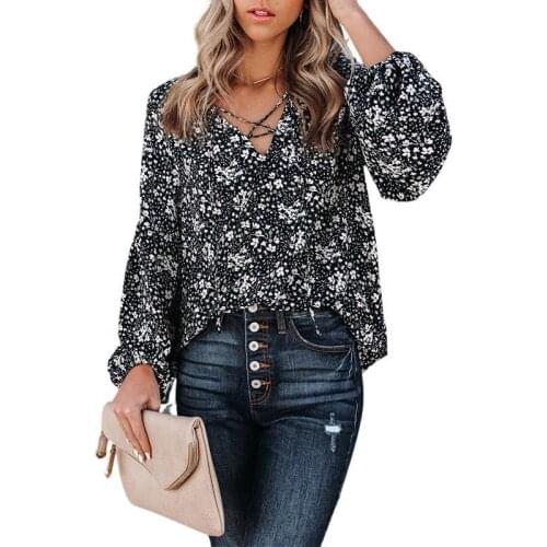 2021 Summer Womens Broken Flower Long Sleeve Loose Casual Shirt Womens Clothing