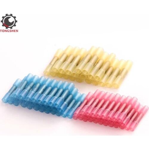 30/60pcs Insulated Heat Shrink Butt Terminal 3Sizes Crimp Terminals Insulated Electrical Wire Cable Connectors 22-10 AWG