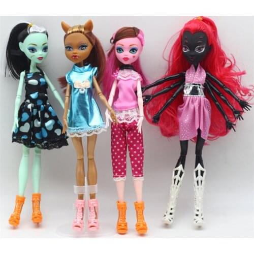 4pcs/lot Fashion Monster Fun High Dolls Monster Black Spider Moveable Body Girls Toys Kids Gifts