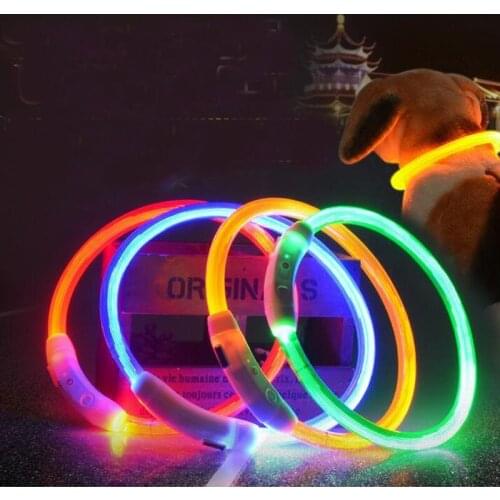 50pcs Cut USB Charge Dog Training Collar LED Outdoor Luminous Charger light Adjustable LED Flashing Pet Dog Collars