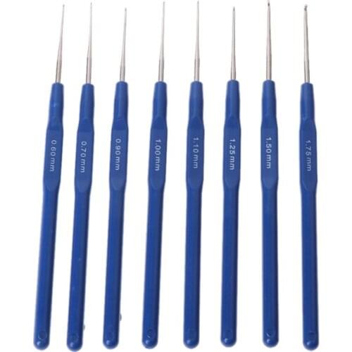 8Pcs/Set Metal Knitting Needles Crochet Hooks Kits With Ergonomic Grips 0.6-1.75mm