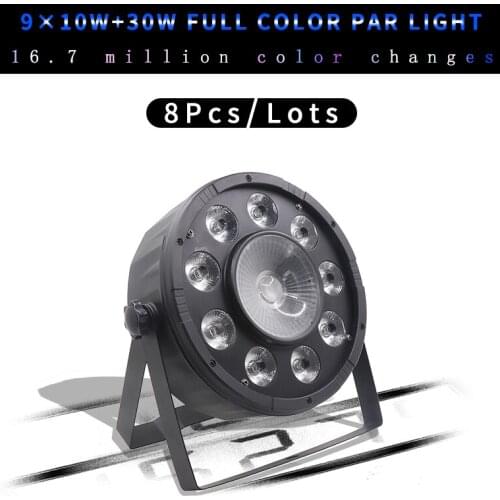 8Pcs/lots 9x10W 30w COB RGB 3in1 Par Light 9*10w+30w Led DMX512 Control Disco Wedding Stage Lighting