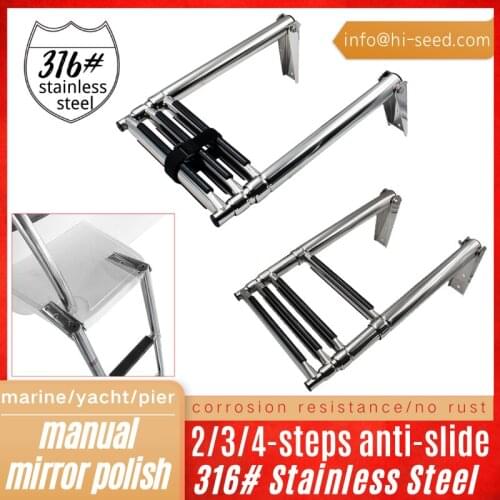 Boat Accessories Folding 3 Step Telescopic Retractable Boarding Ladder under Platform