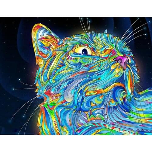 Full Square 5D Diamond Painting Abstract Cat Kits Resin Mosaic Animal Embroidery Decoration Full Round Drill Cross Stitch Gift
