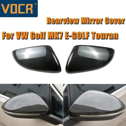 1 Pair Carbon Fiber Glossy Black For Golf MK7 2013-2020 Touran 2016 Sider Mirror Cover Exterior Side Mirror Cover Black Pattern