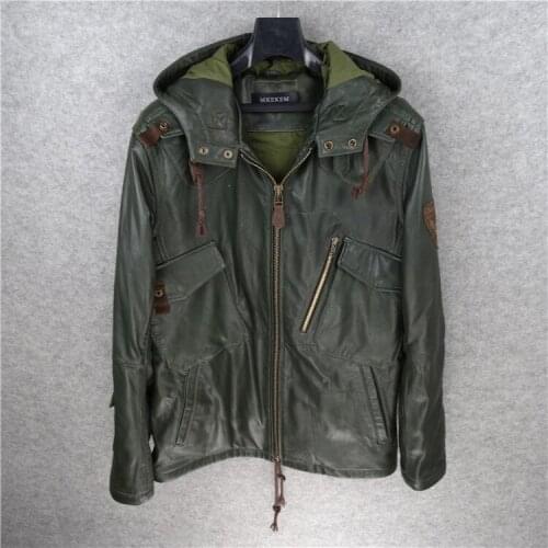 Free shipping.plus size classic winter warm Sheepskin jackets,mens slim long genuine sheep leather jacket,quality clothing.soft