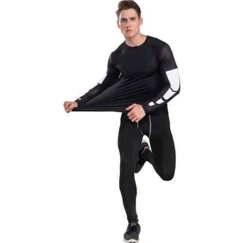 Long-sleeved Trousers, Sweat-absorbent and Quick-drying Training Suit, Two Mens Autumn Korean Running Fitness Sports