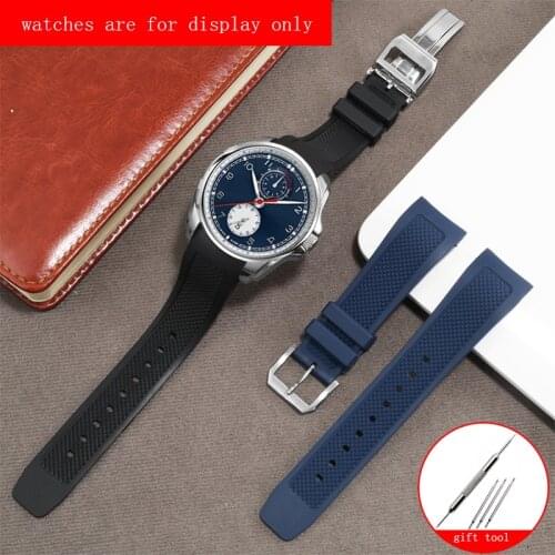 CICIDD Arc Interface Silicone Strap Black Blue Bracelet Replacement Belt For IWC Mens Rubber Watch Chain 22mm