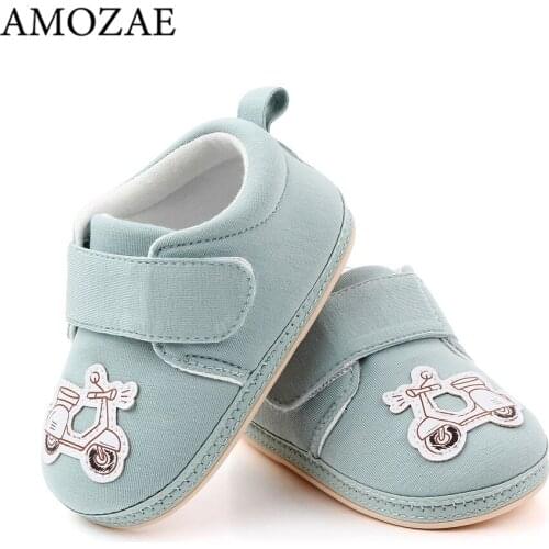 Hard Sole Baby Shoes For Newborn Baby Boys and Girls Infant Print Cute Bicycle Pattern Letter Smile First Walker Toddler Shoes