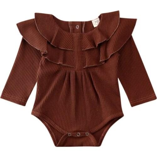 Baby Bodysuit 2020 Newborn Baby Girl Autumn Winter Clothes Knit Solid Bodysuits Jumpsuit Outfits 0-24M